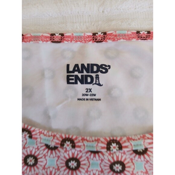 Lands End Womens 2X Crew Neck Short Sleeve T-Shirt Top Multicolor Floral Casual‎ - Picture 12 of 13